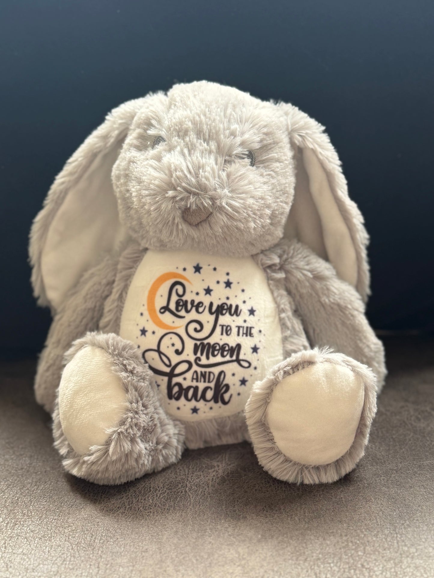 "Love you to the moon and back " bunny rabbit