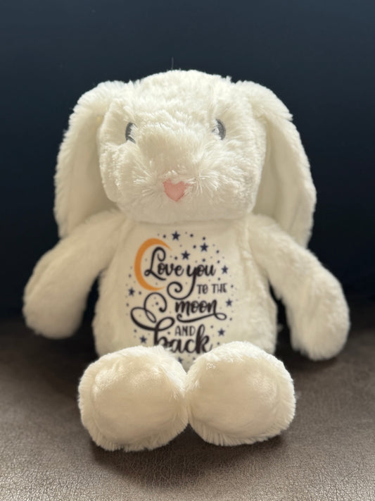 "Love you to the moon and back " bunny rabbit