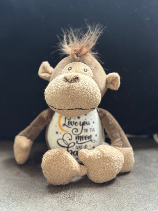 “Love you to the moon and back” monkey teddy