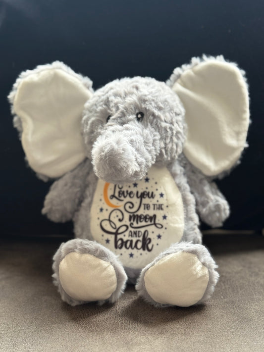 "Love you to the moon and back " elephant teddy